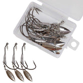 Boxed set of 10 weighted hooks with twist lock for fishing